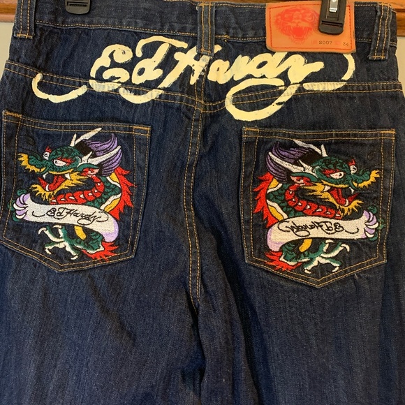 Christian Audigier x Ed Hardy 2007 Vintage RARE Dragon Pocket Jeans